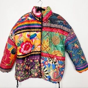 farm rio mixed scarves puffer jacket / coat